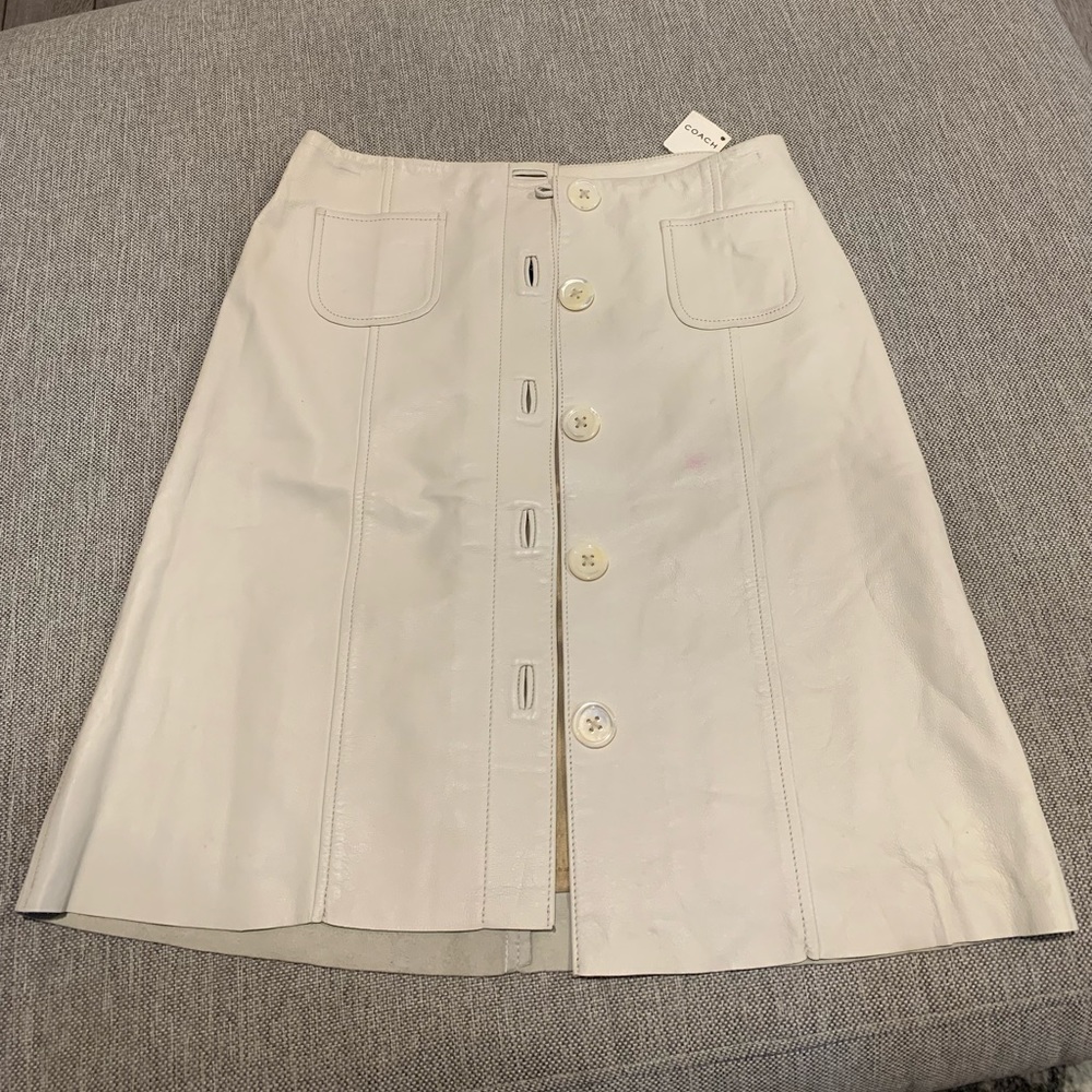 White Leather Coach Skirt